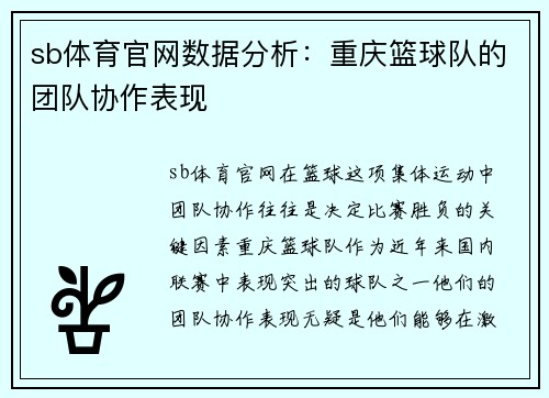 sb体育官网数据分析：重庆篮球队的团队协作表现